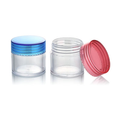 Jarrón vacío transparente de plástico de 20 ml Jarrón de crema facial PS con tapa de color personalizada