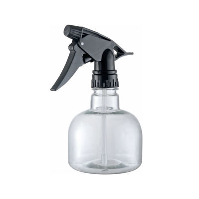 Botella de plástico PET de forma redonda personalizada de 250 ml con tamaño de cuello 28/400 y pulverizador de disparo